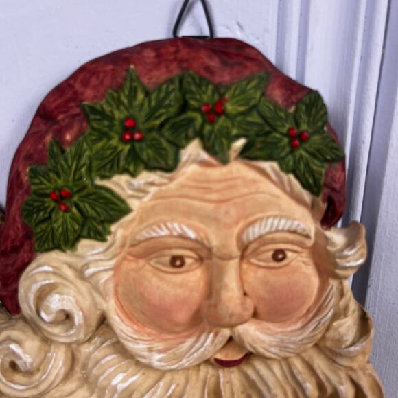 Vtg Old World Santa Claus Wall Plaque Victorian Style 9” Father  Christmas decor - Picture 3 of 10